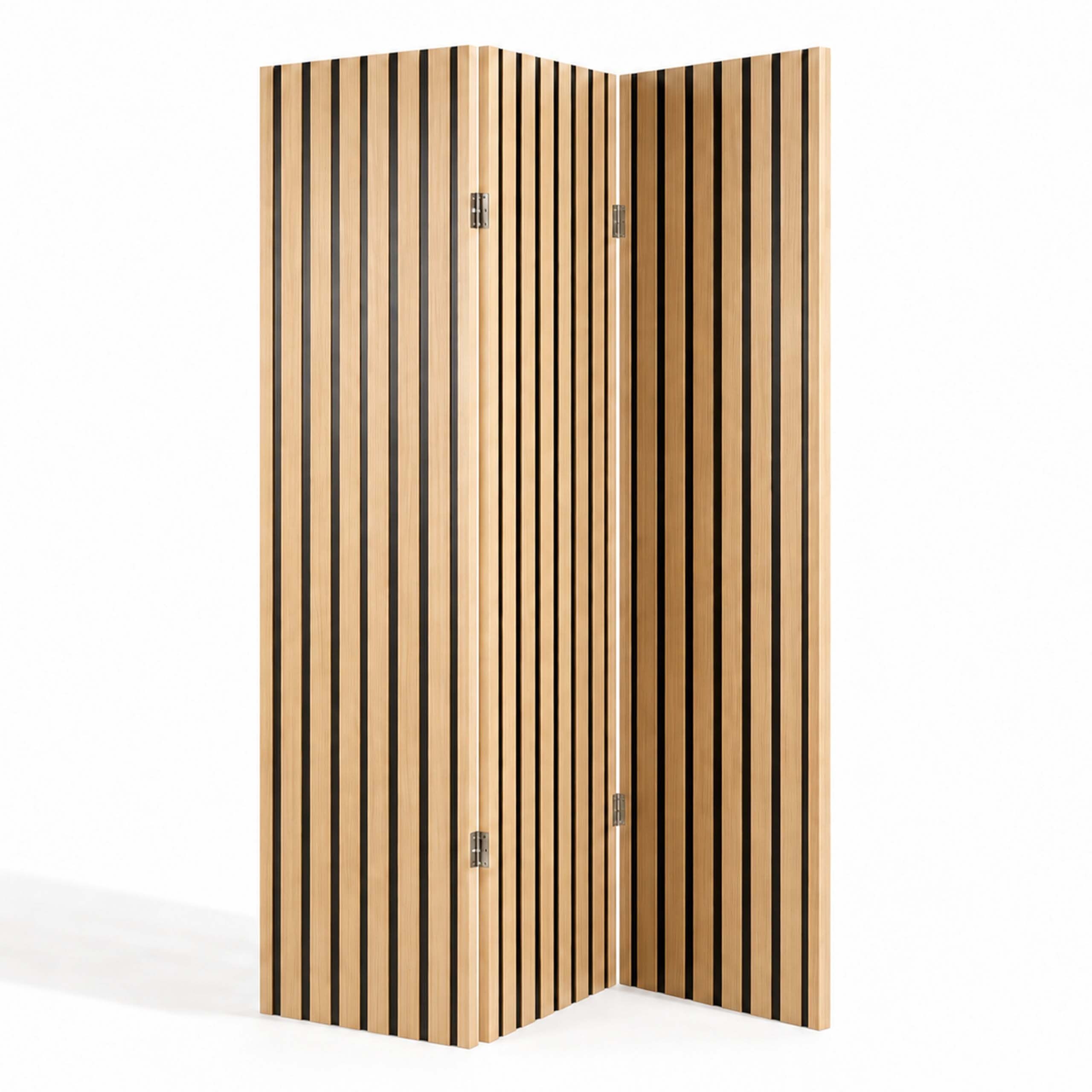 relaxdays Paravent Holz & Stoff (3 St), Design A, 3-teilig