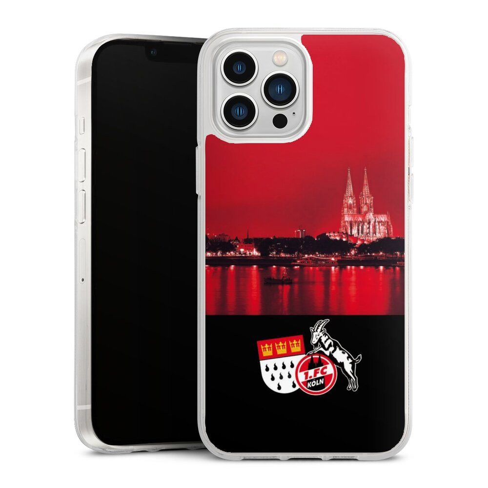 DeinDesign Handyhülle Skyline 1. FC Köln Offizielles Lizenzprodukt Skyline Köln Rot, Apple iPhone 13 Pro Max Silikon Hülle Bumper Case Handy Schutzhülle