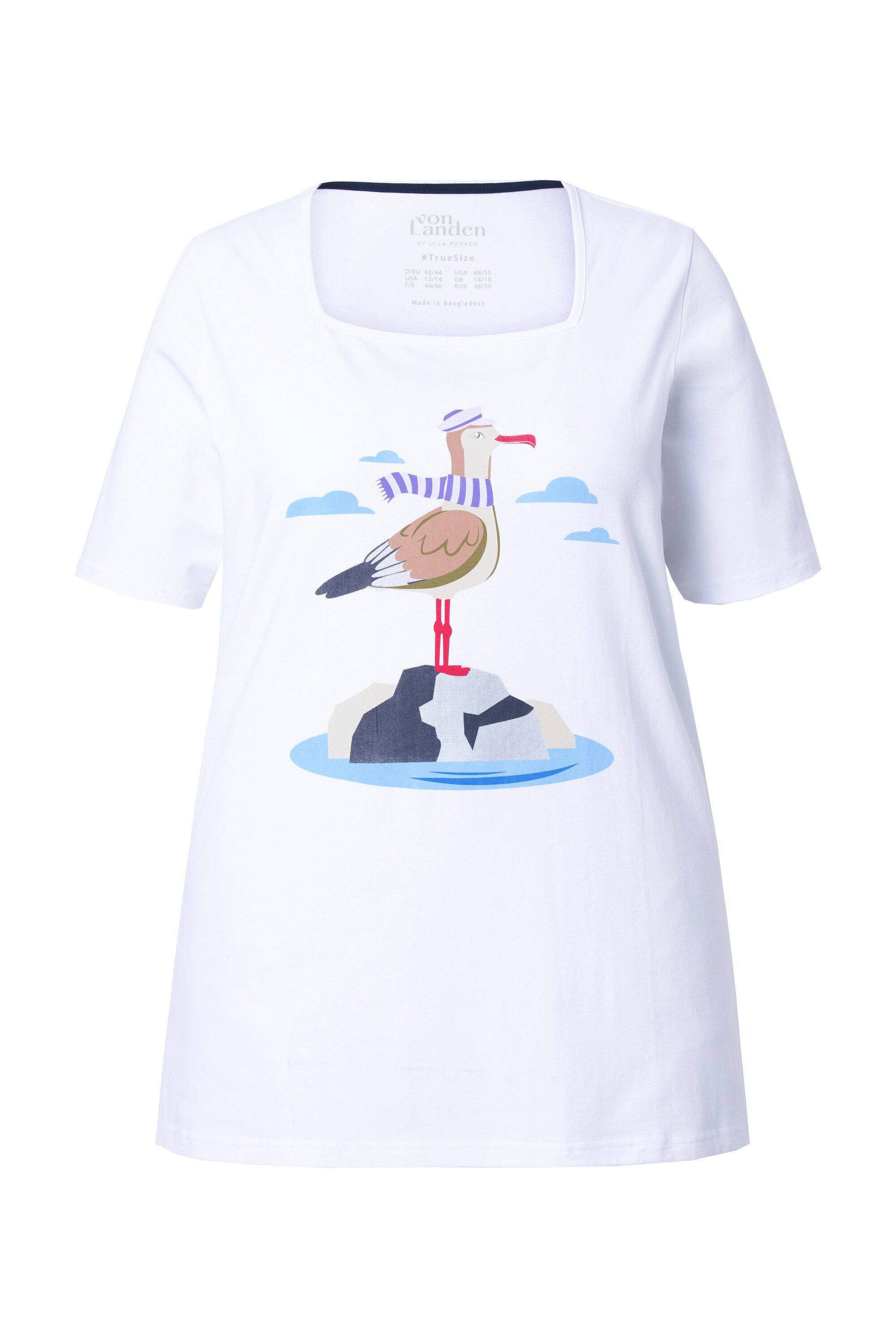 Ulla Popken T-Shirt T-Shirt Möwe Classic Carree-Ausschnitt Halbarm günstig online kaufen