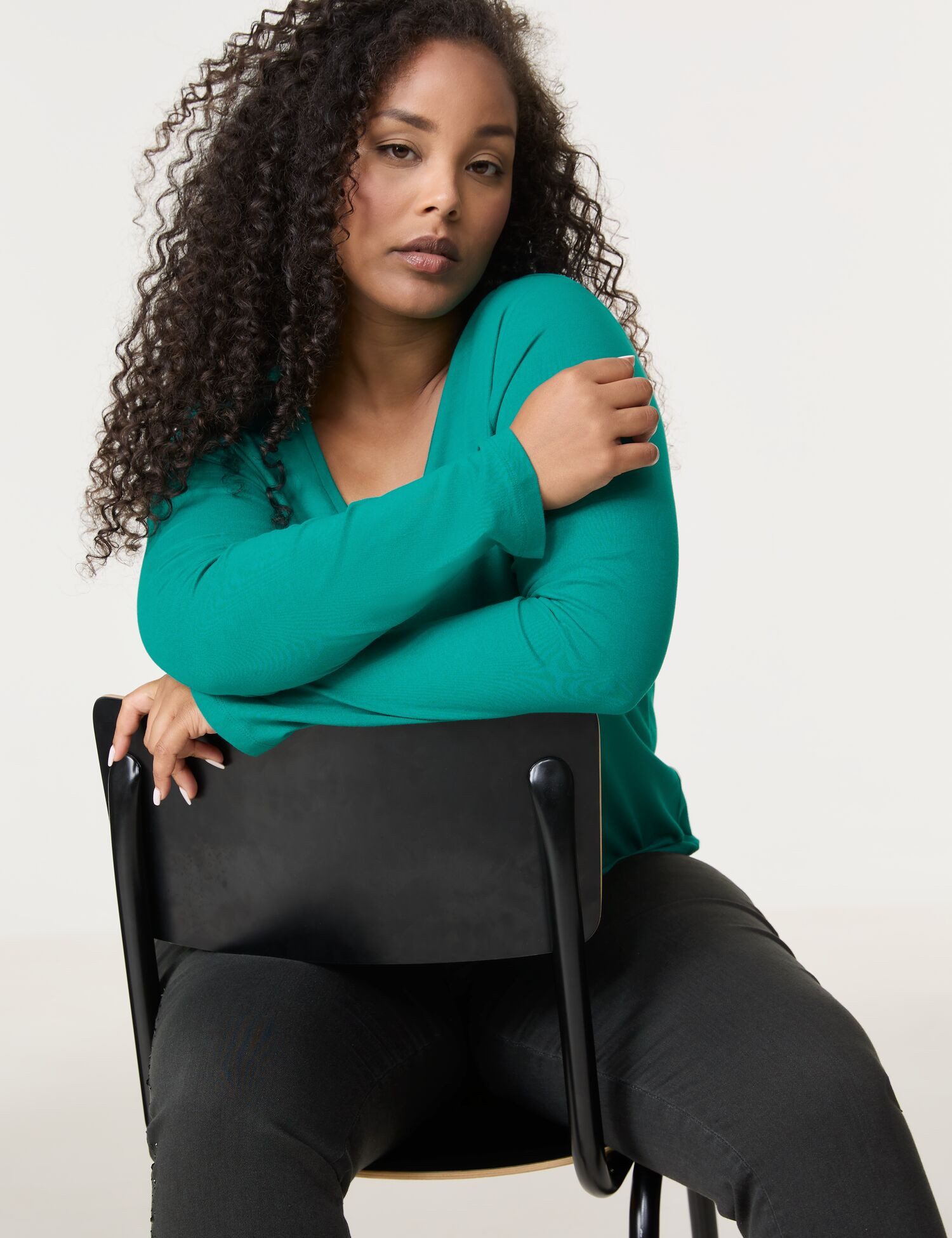 Samoon Shirtbluse Basic Langarmshirt
