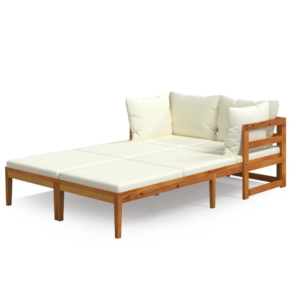 vidaXL Gartenlounge-Set Sonnenliegen mit Cremeweißen Kissen günstig online kaufen