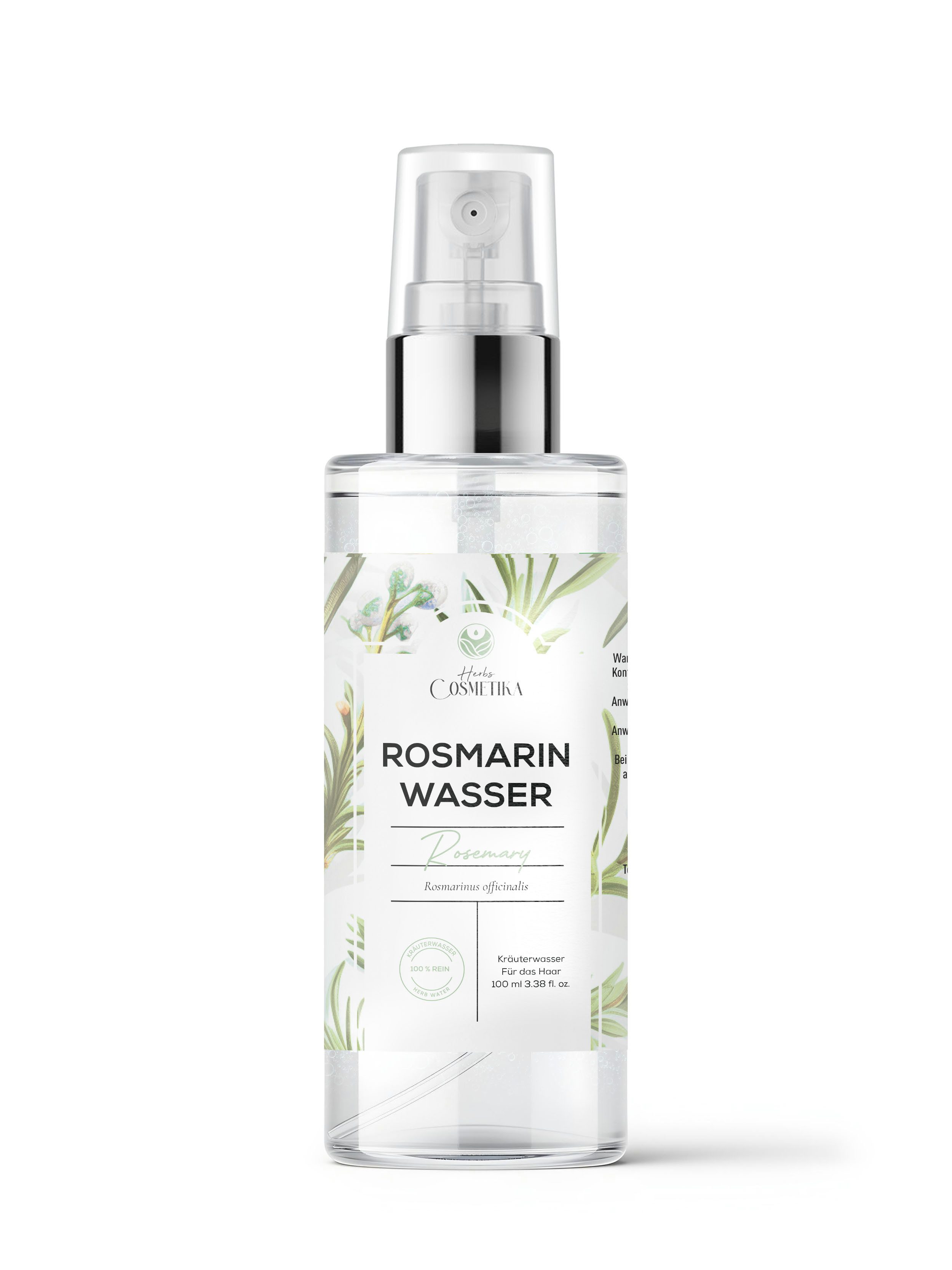 Herbs Cosmetica Тоник для волос Rosmarinwasser – 100 % natürlich, rein & vegan, Haut & Gesicht, 100 ml, 100 % natürlich, rein & vegan Schonend destilliert für Haut & Haare