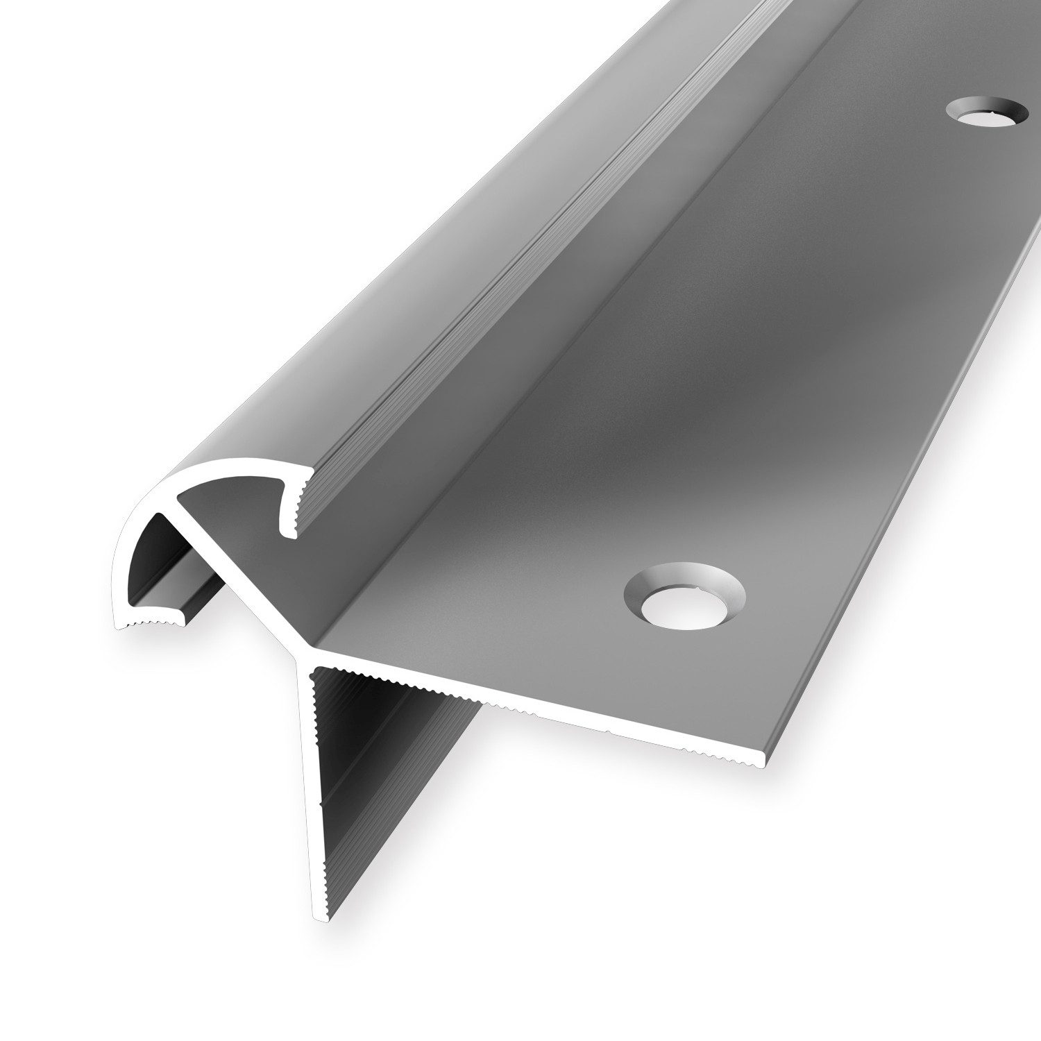 Küberit Treppenkantenprofil 40 x 50 x 2500 mm Winkelprofil Silber Gebohrt Aluminium