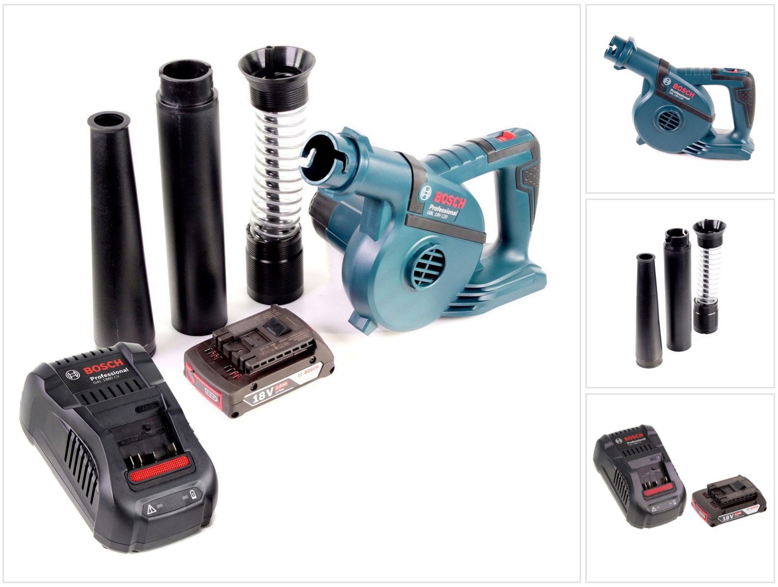 Bosch Professional Akku-Laubbläser GBL 18 V-120 Akku Gebläse Laubbläser mit 1x Bosch GBA 18V 2,0 Ah Akku