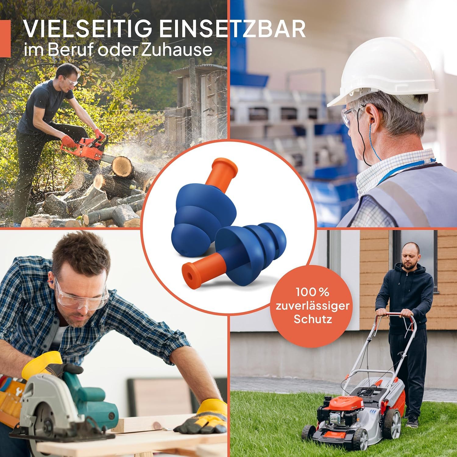 Senner Gehörschutzstöpsel WorkPro Strong, Ohrstöpsel zum Arbeiten – für laute Lautstärkequellen, Gehörschutz im Beruf & Zuhause – mit 3 extra Paaren, Nylonschnur