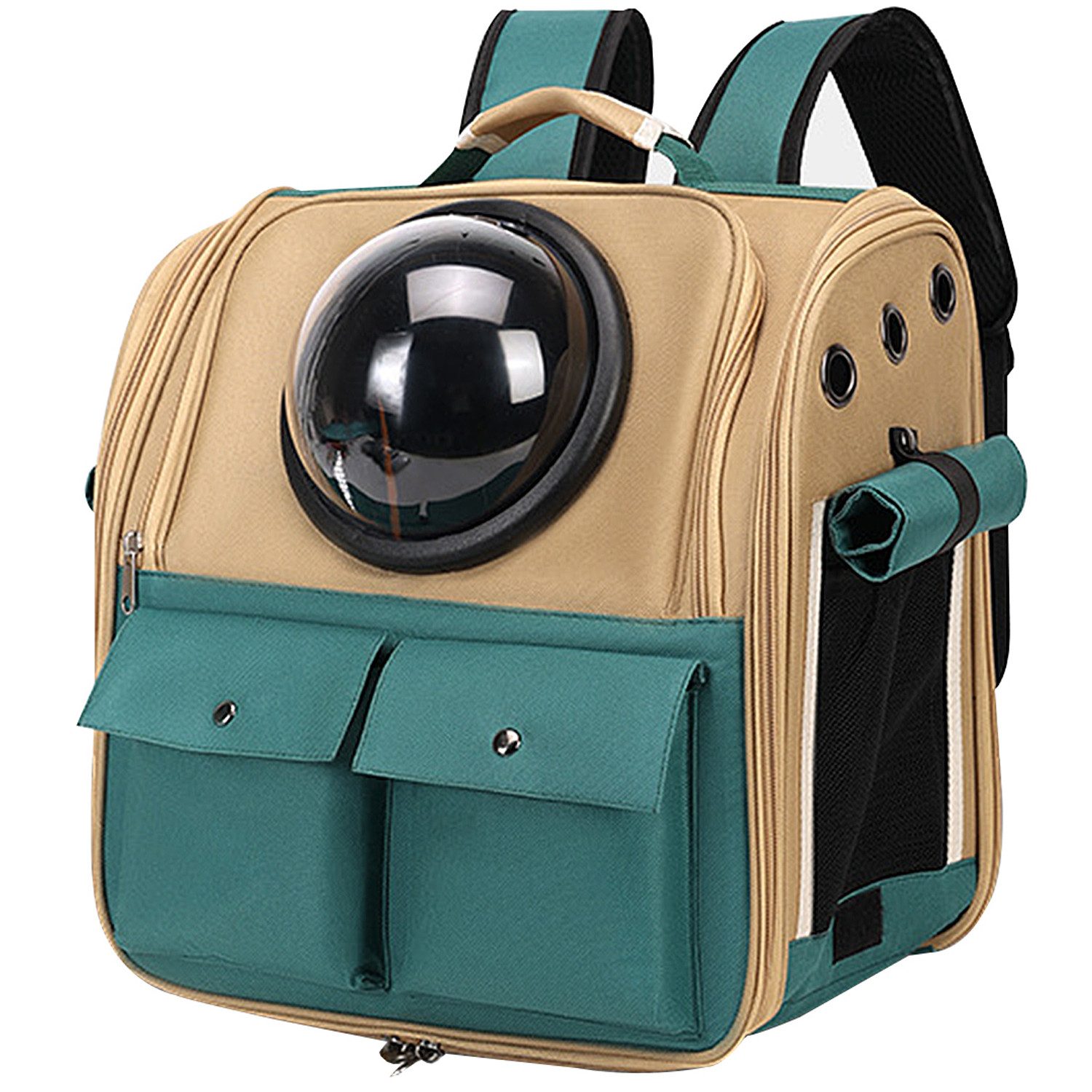 PFCTART Tiertransporttasche Katzenrucksack mit transparentem Deckel – komfortable Transporttasche bis 5,00 kg, Atmungsaktiv mit Anti-Verlust-Haken & gepolstertem Schultergurt