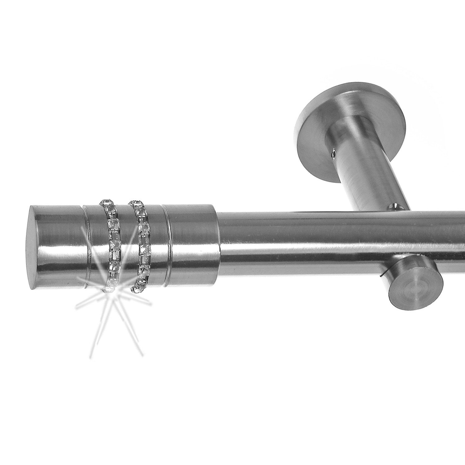 BASIT Gardinenstange Edelstahloptik 20mm mit Wandträgern 120 cm E80, Ø 20 m günstig online kaufen