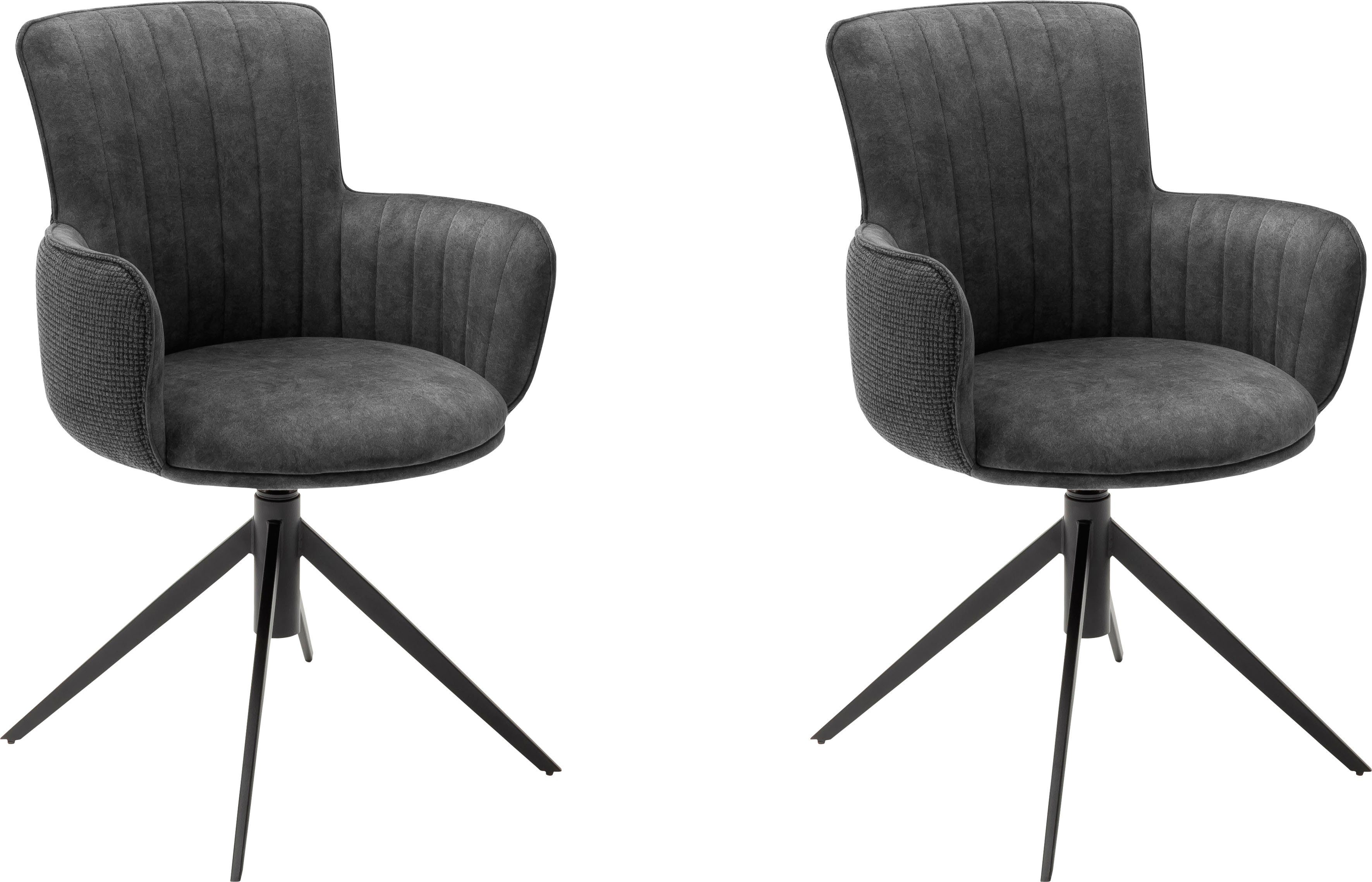 MCA furniture Esszimmerstuhl Denia (Set, 2 St), 2-er Set, Stuhl 360°drehbar mit Nivellierung, belastbar bis 120 kg Anthrazit | Anthrazit