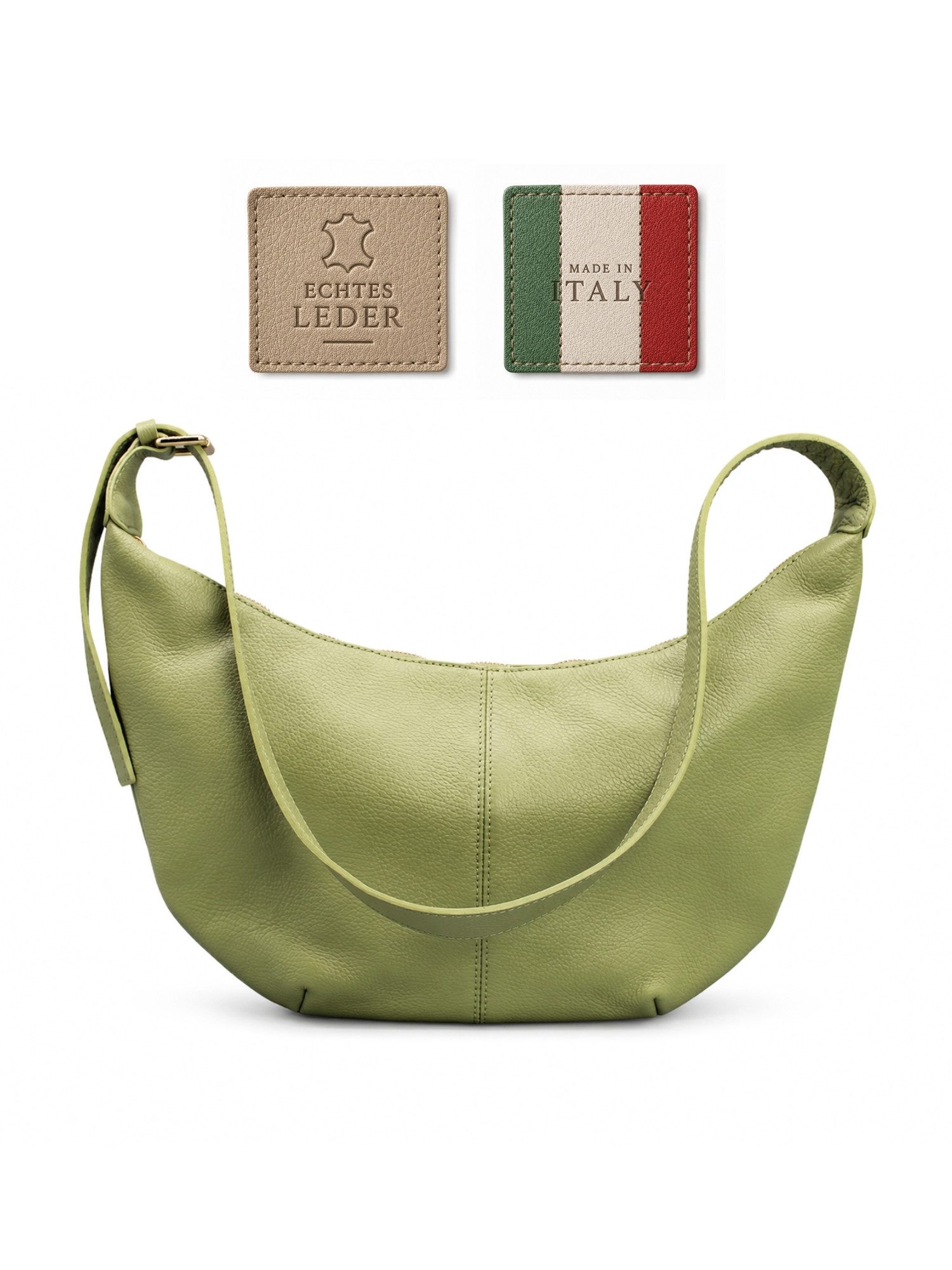 adelbags Schultertasche Lunara Echtleder Schultertasche Damen Hobo Bag Made in Italy (Einzelartikel), 100 % Echtleder Made in Italy mit verstellbarem Schulterriemen