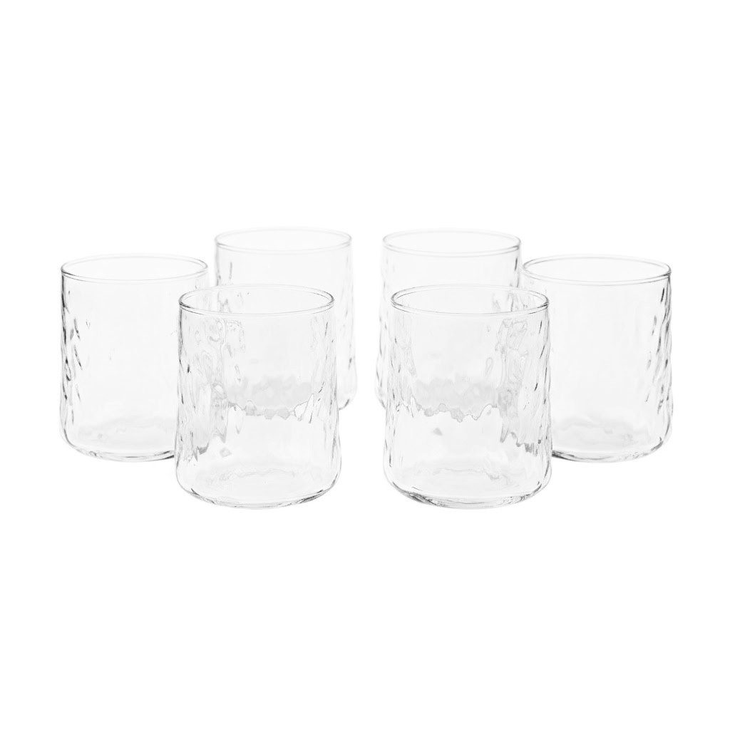 Almina Gläser-Set Damla, 6-tlg., Glas, 330 ml, Moderne Gläser mit Bubble-Design