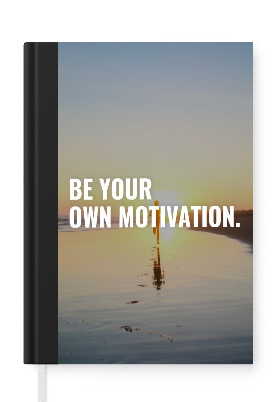 MuchoWow Notizbuch Zitate - Sport - 'Sei deine eigene Motivation' - Sprichwörter, Journal, Merkzettel, Tagebuch, Notizheft, A5, 98 Seiten, Haushaltsbuch