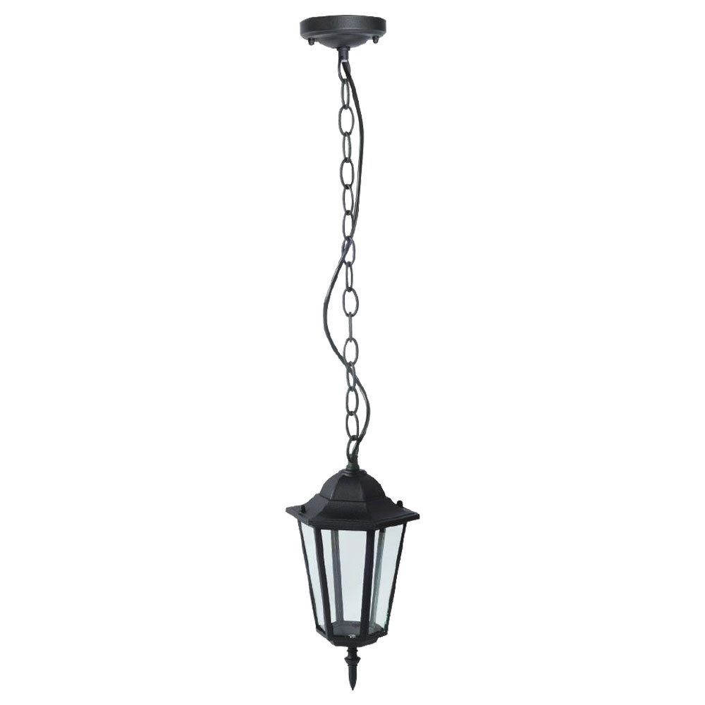 V-TAC Außen-Deckenleuchte, Leuchtmittel inklusive, Warmweiß, Pendel Laterne Garten Decken Leuchte Balkon ALU Hänge Lampe schwarz im