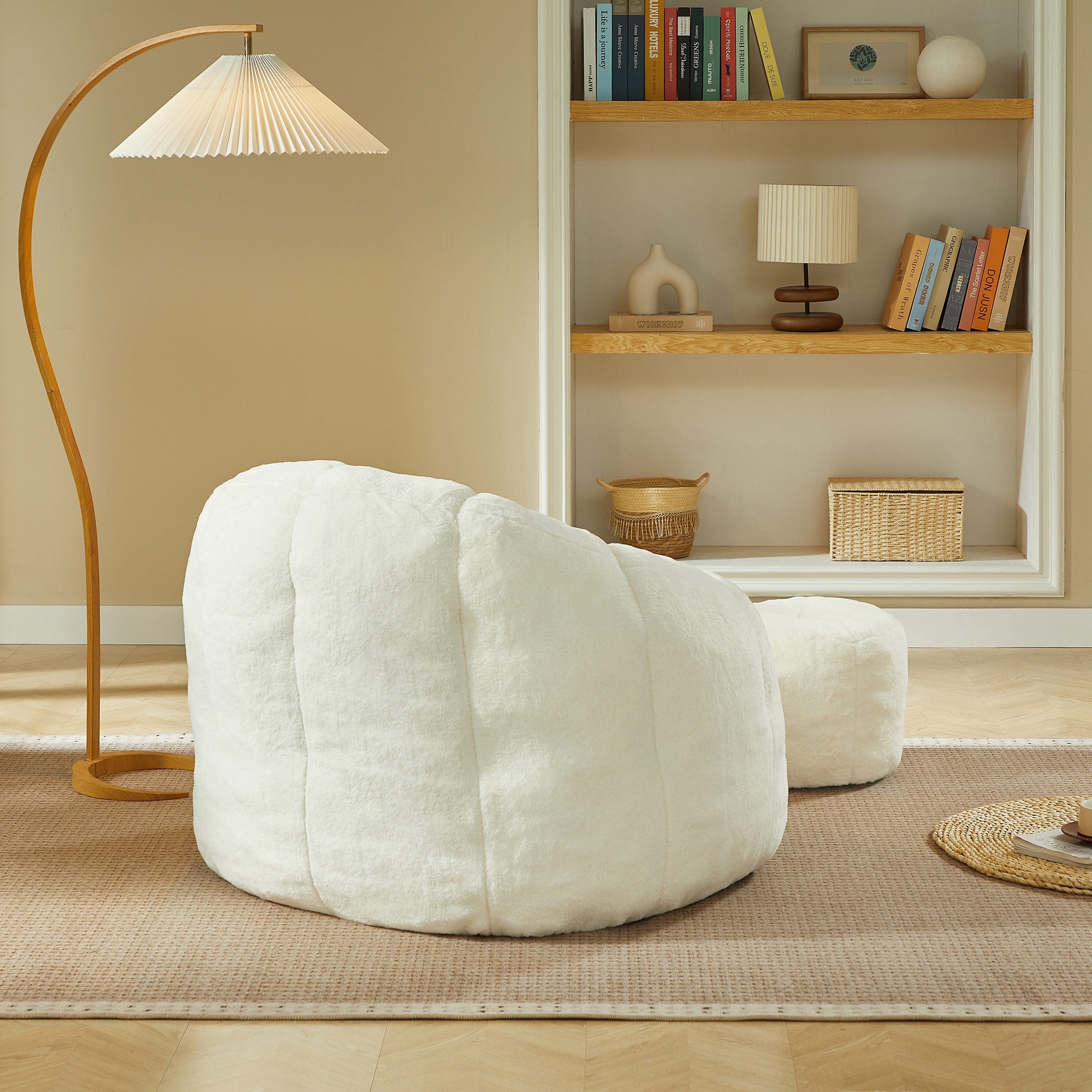 BlingBin Sitzsack Blüten-Sitzsack-Sessel mit Ottomane Memory-Schaum-Sitzsack (1er Set, 2 St., mit Fußhocker), Bean Bag Chair mit Schwamm Gefüllt XL für Wohnzimmer
