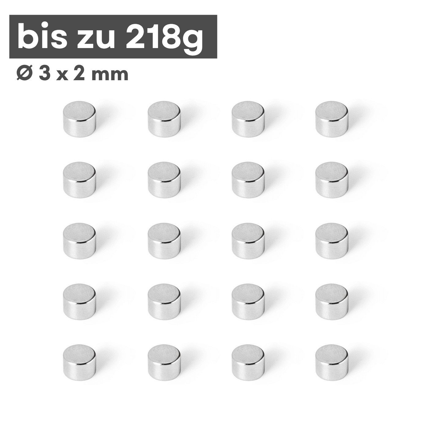 MaajeeKuto Magnet Neodym Magnet Ø3x2 mm N42 – Scheibenmagnet 218 g Haftkraft (10-St)