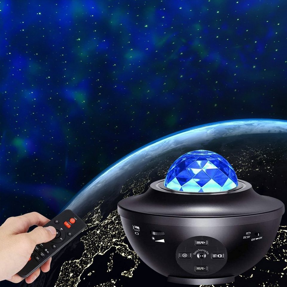 Sunicol LED Nachtlicht LED Musik Projektor, Sternenhimmel Lampe, Bluetooth,  Mond Stern, USB, LED wechselbar, Rot, Grün, Blau, Weiß, 21  Beleuchtungsmodi, Fernbedienung