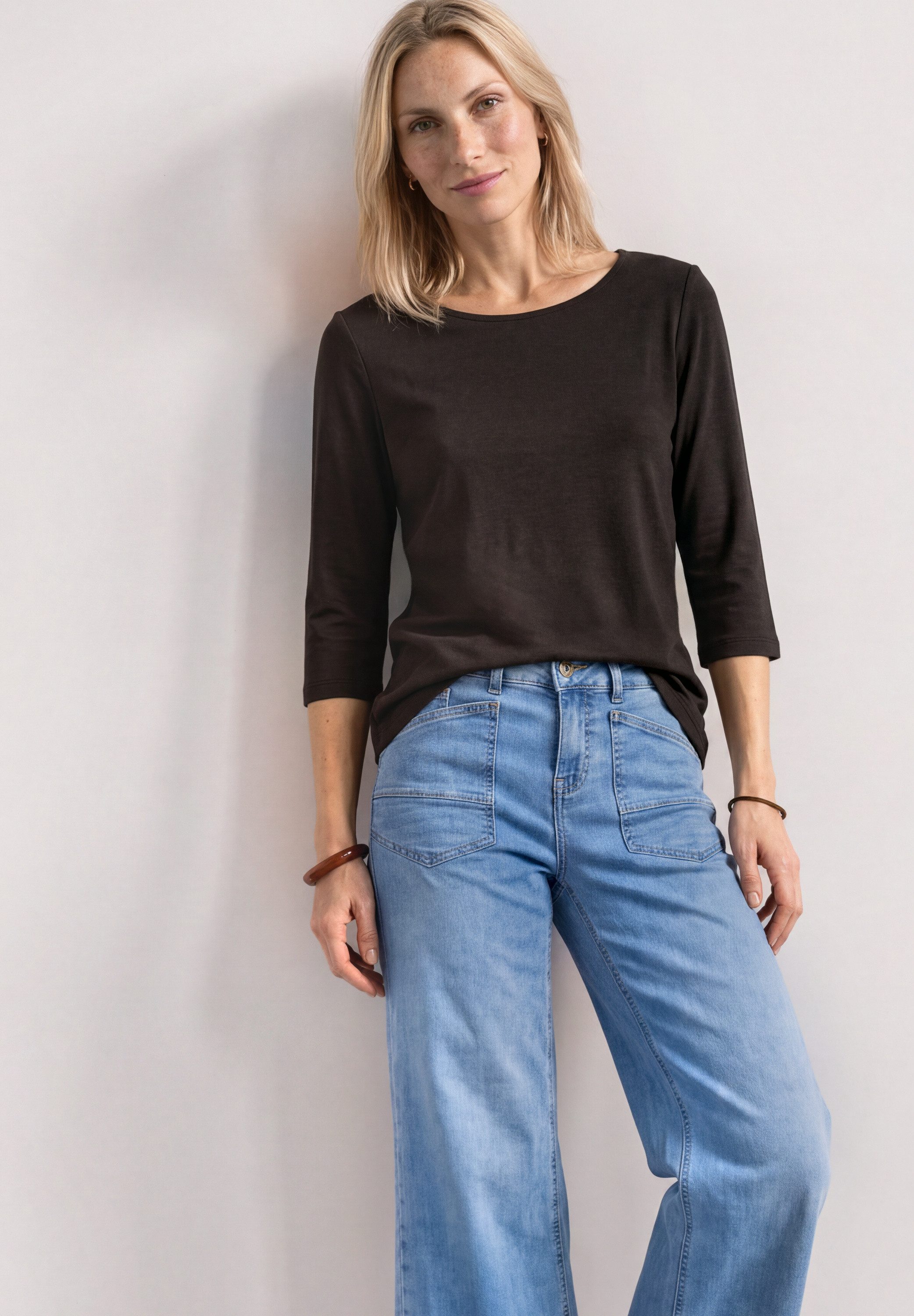 STREET ONE 3/4-Arm-Shirt mit U-Boot-Ausschnitt