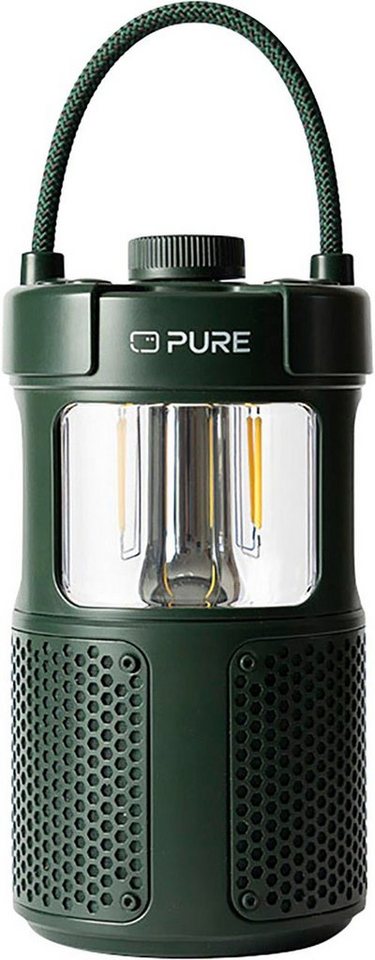 Pure Woodland Glow Stereo Portable-Lautsprecher (Bluetooth, 20 W),  Stufenlos dimmbare LED Lampe mit warmem oder kaltem Licht