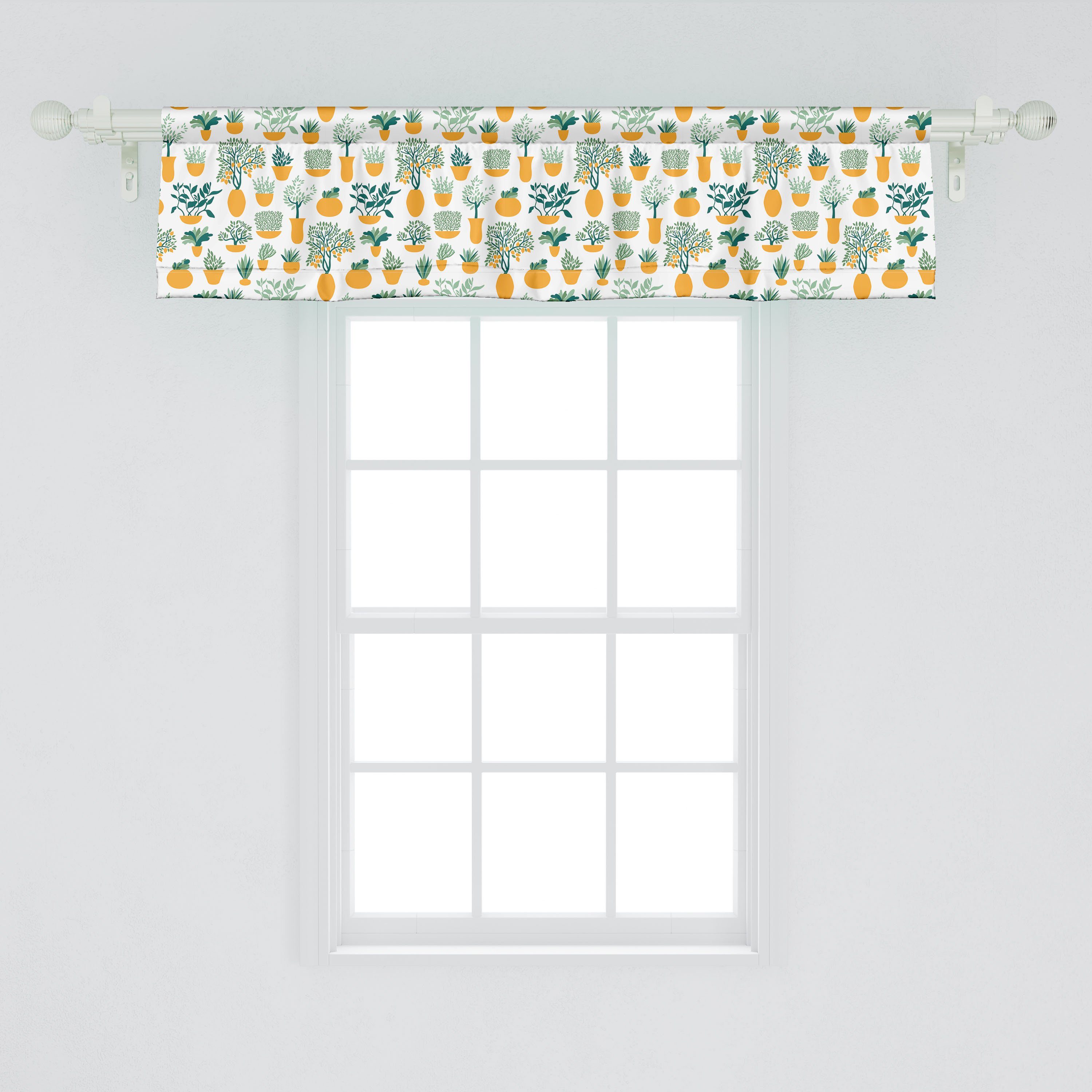 Scheibengardine Vorhang Volant Dekor Schlafzimmer Microfaser, Tropical Töpfe Stangentasche, Abakuhaus, für mit in Blossom Küche Zitronen