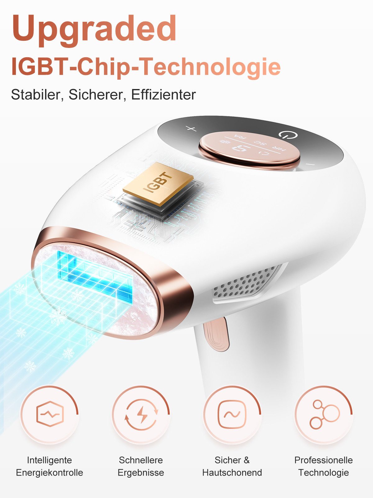 MCURO IPL-Haarentferner Schmerzfreie Haarentfernungsgerät, 990,000 Lichtimpulse, 9 Stufen,3 Erweiterte Funktionen HR/SC/RA, IPL geräte haarentfernung für Männer – Bild 5 von 5