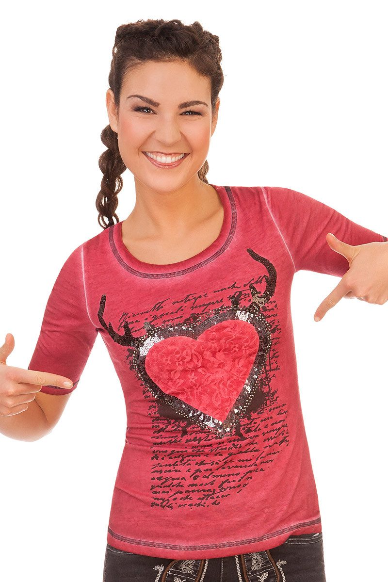 Trachtenshirt Trachtenshirt Damen - OLGA - grau, rot