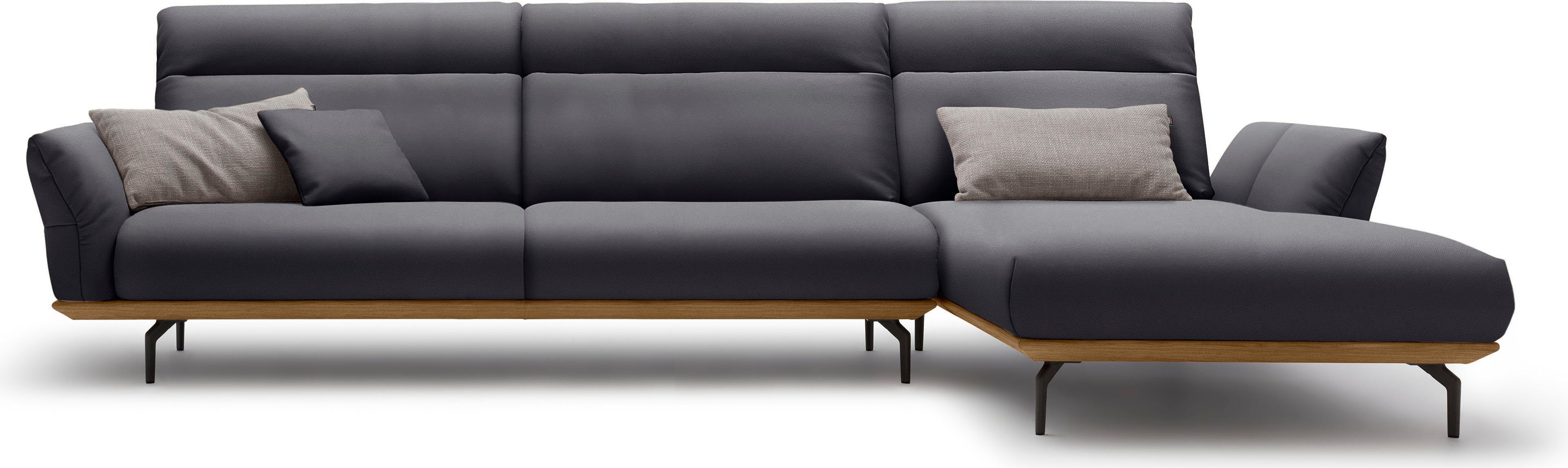 hülsta sofa Ecksofa hs.460, Sockel in Nussbaum, Winkelfüße in Umbragrau, Breite 338 cm