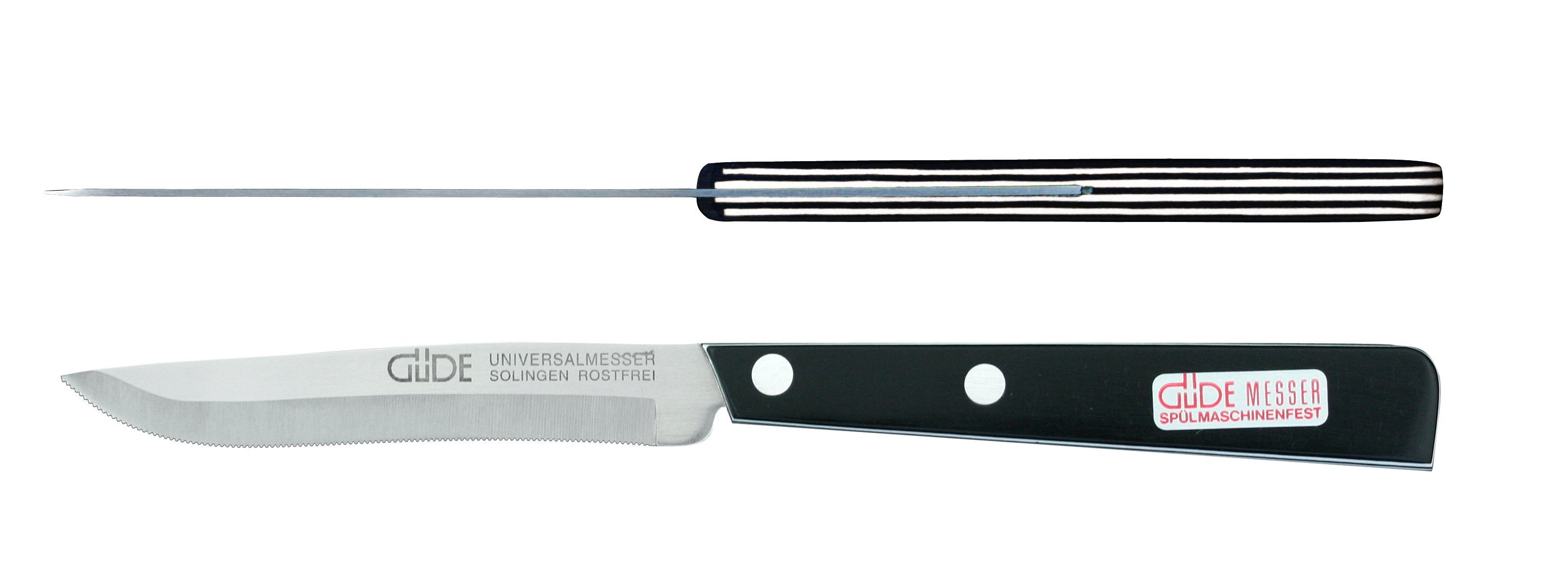 Güde Messer Solingen Allzweckmesser Universalmesser, 10 cm - Edelstahl - schwarz-weißem Griff