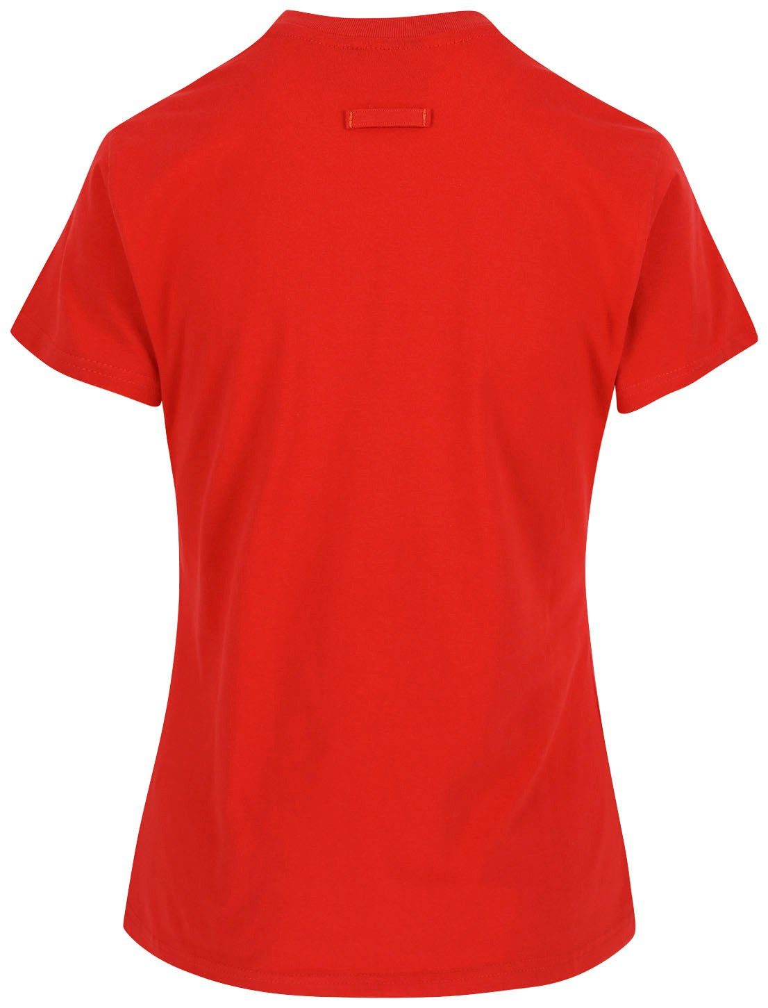 Kurzärmlig Figurbetont, Epona T-Shirt angenehmes rot Schlaufe, hintere T-Shirt 1 Damen Herock Tragegefühl