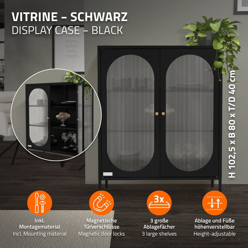 ML-DESIGN Vitrine Buffet Küchenschrank Vitrinenschrank für Geschirr Staurau günstig online kaufen
