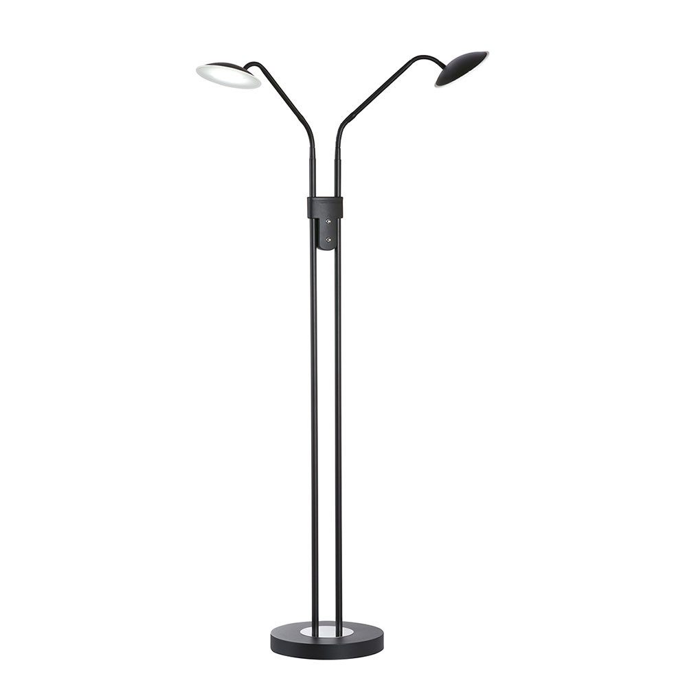 FISCHER & HONSEL LED Stehlampe, LED-Leuchtmittel fest verbaut, Warmweiß, Neutralweiß, Farbwechsel, Stehleuchte Leseleuchte 2xLED Touchdimmer schwarz schwenkbar CCT