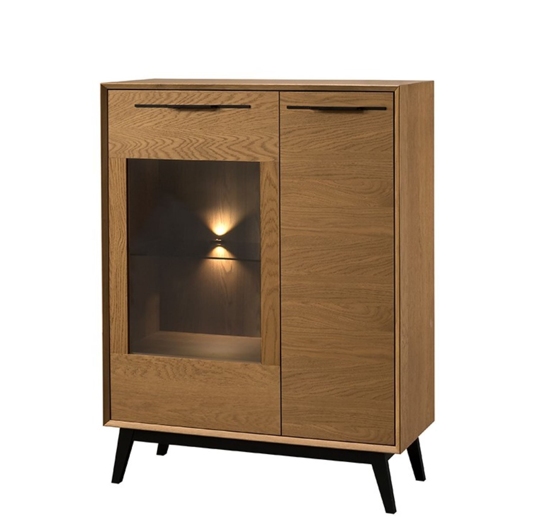 99rooms Vitrine Lindau (Standvitrine, Wohnmöbel) Modern Design, mit LED-Beleuchtung, Soft-Close, aus Massivholz