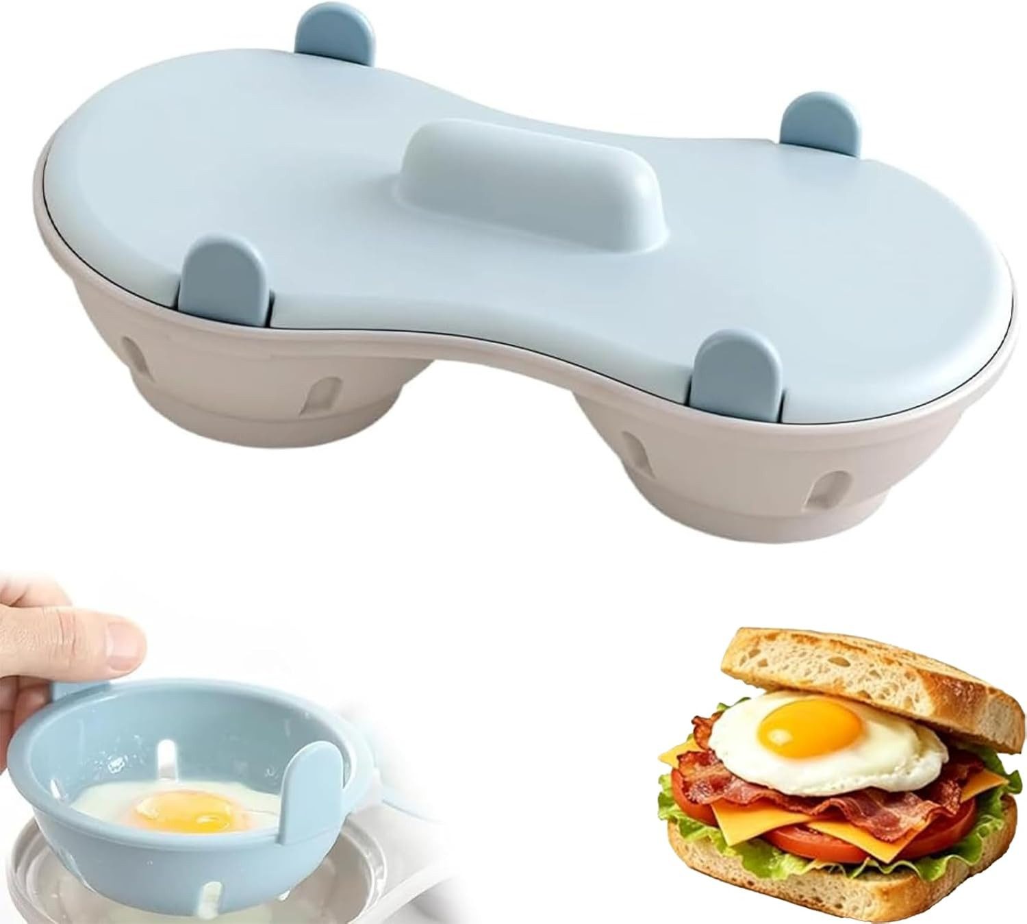 FELIXLEO Eierkocher Eierkocher Mikrowelle Eierpochierer für 2 Eier