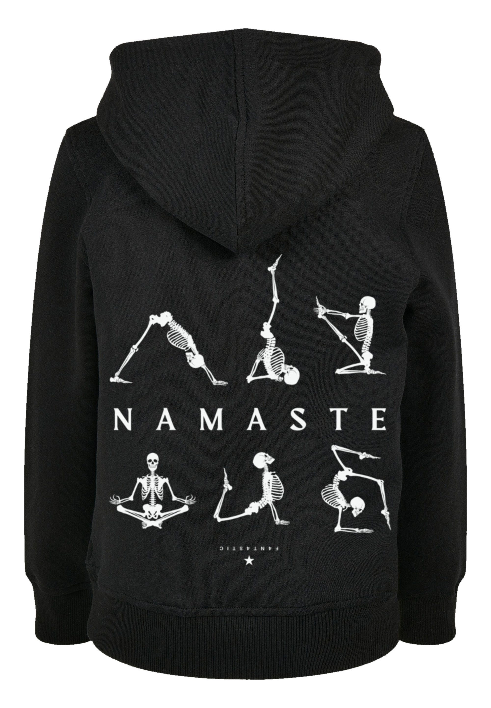 F4NT4STIC Kapuzenpullover Namaste Yoga Print schwarz Halloween Skelett
