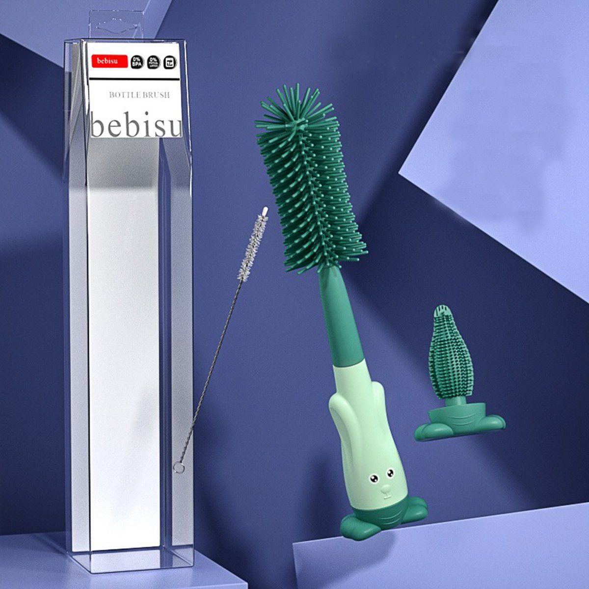 XDeer Reinigungsbürsten-Set 3 in 1 Baby Flaschenbürste Set mit Weicher Bürste, Nippelbürsten-Strohreiniger für Baby-Nippel und -Flaschen