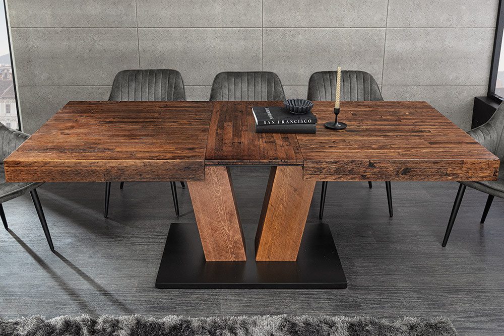 riess-ambiente Esstisch RANCHO 160-200cm natur/schwarz - Pinienholz, V-Gest günstig online kaufen