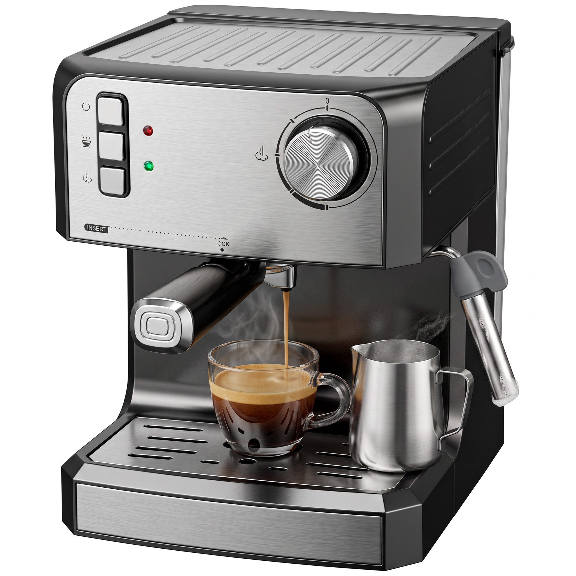 HOMCOM Espressomaschine HOMCOM Espressomaschine 800-344V90BK, 0l Kaffeekanne, Permanentfilter nicht anwendbar, 20 bar, 1,6 l Tank, Dampfdüse, Tassenwärmer