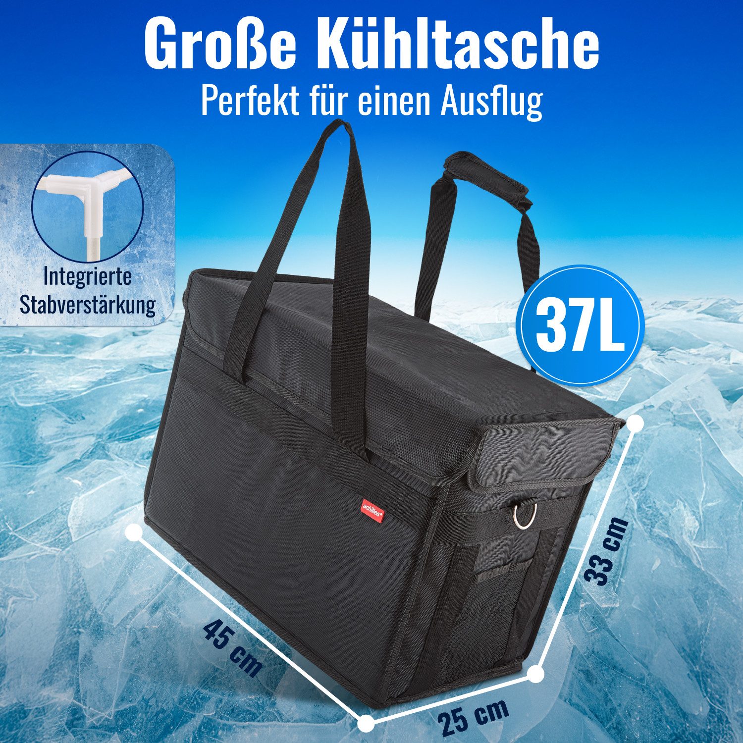 achilles Picknicktasche Kühltasche mit Schultergurt Kühlbox für Warme und Kalte Lebensmittel (1)