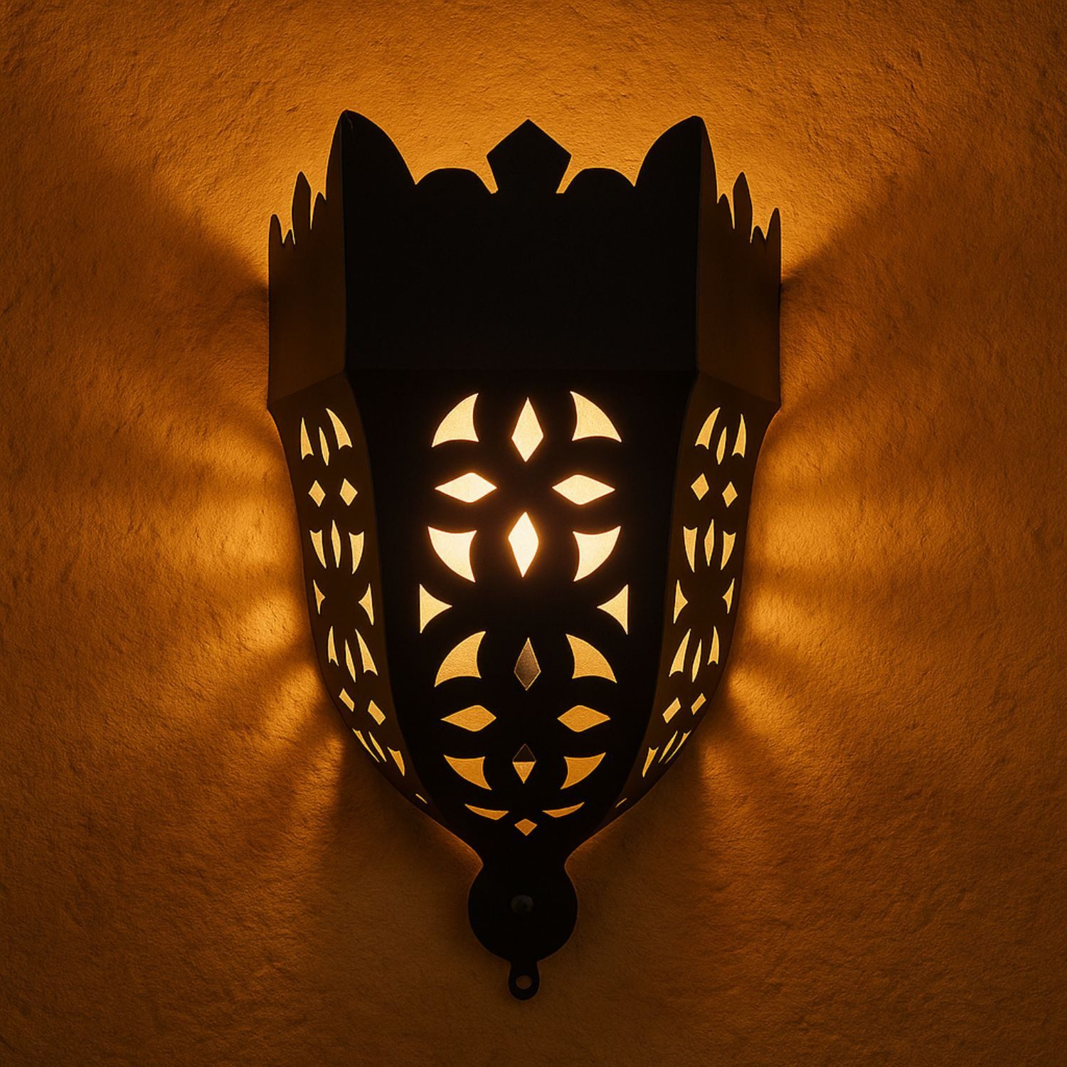 Marrakesch Orient & Mediterran Interior Wandleuchte Mediterrane Wandleuchte Tuba handgefertigt aus Metall in Schwarz 30 cm, Handarbeit
