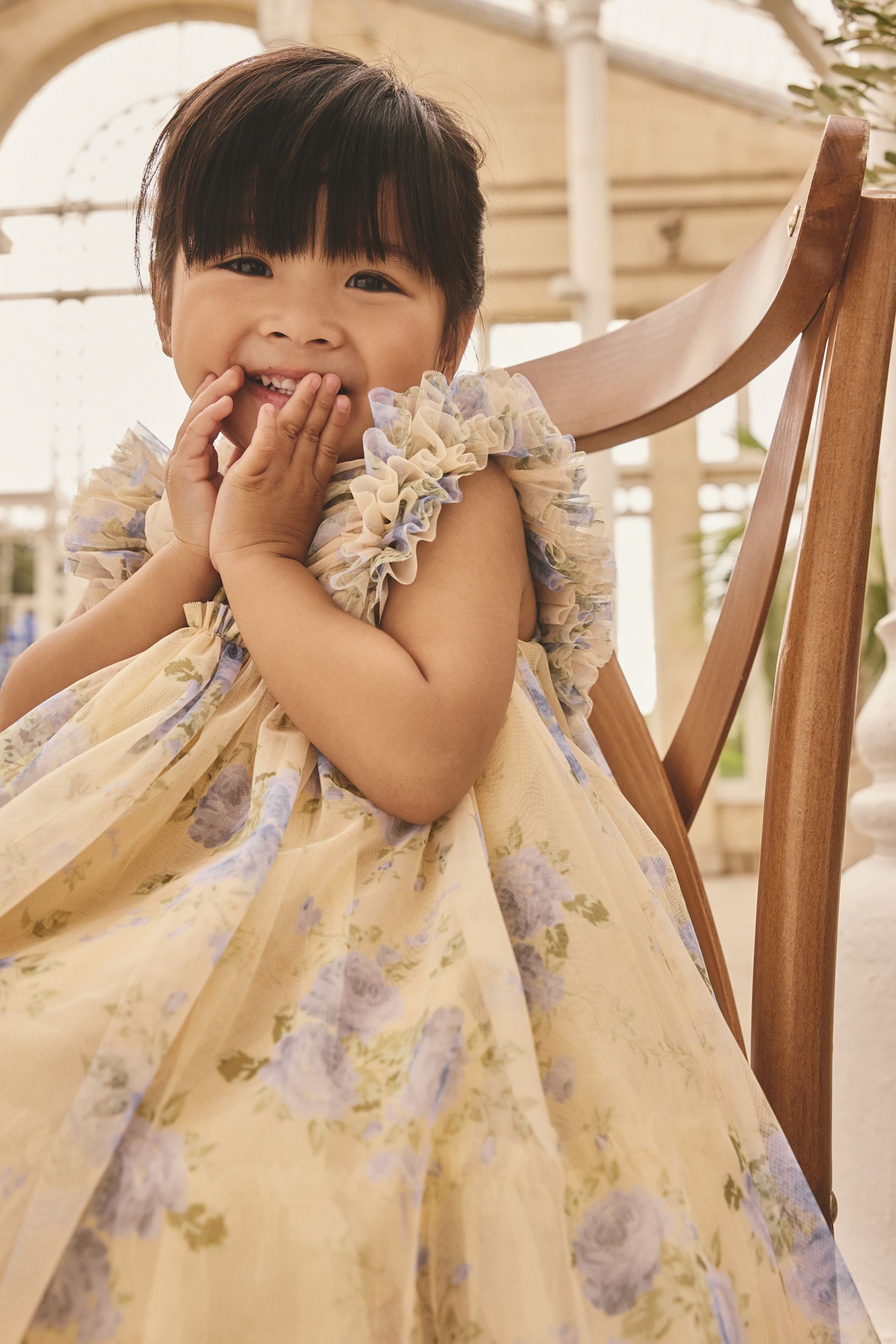 Next Tüllkleid Kleid mit Rüschenschultern und Mesh (1-tlg)