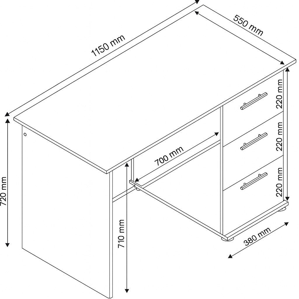 bv-vertrieb Schreibtisch PC Tisch 115x56x73 cm Computertisch Buche dekor Tastaturauszug #528, Tastaturauszug, 3 Auszüge