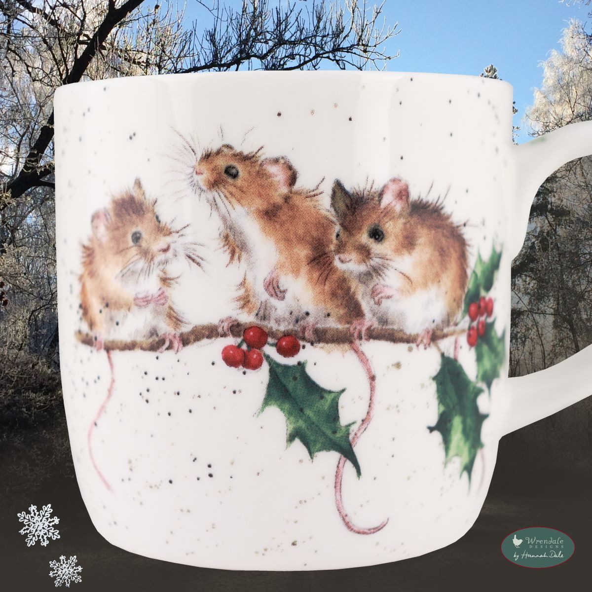 Wrendale Becher Wrendale Designs Porzellan-Becher Winter-Mäuse, ca. 310ml, Porzellan