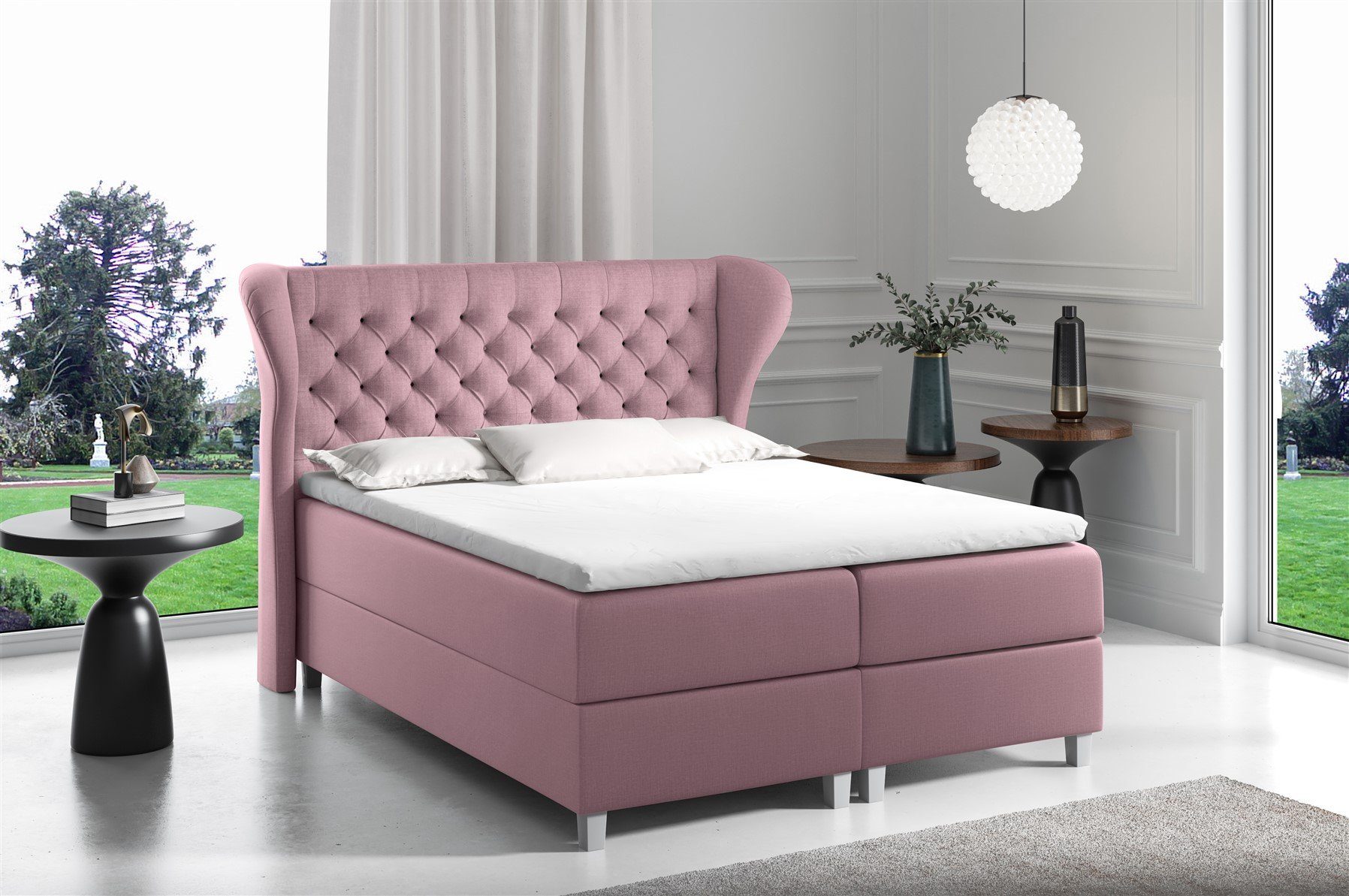Fun Möbel Boxbett Schlafzimmerbett LORENZO in Stoff Fancy (inkl. Bettkästen, inkl. Kaltschaumtopper)