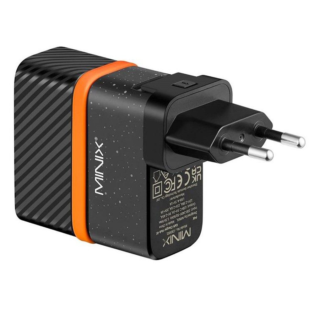 Minix P4K Wall Charger Hub Netzteil-Adapter USB-Ladegerät (2*USB 3.2, 4K@30Hz UHD-Anschluss, PD60W Schnellladeanschluss Typ-C)