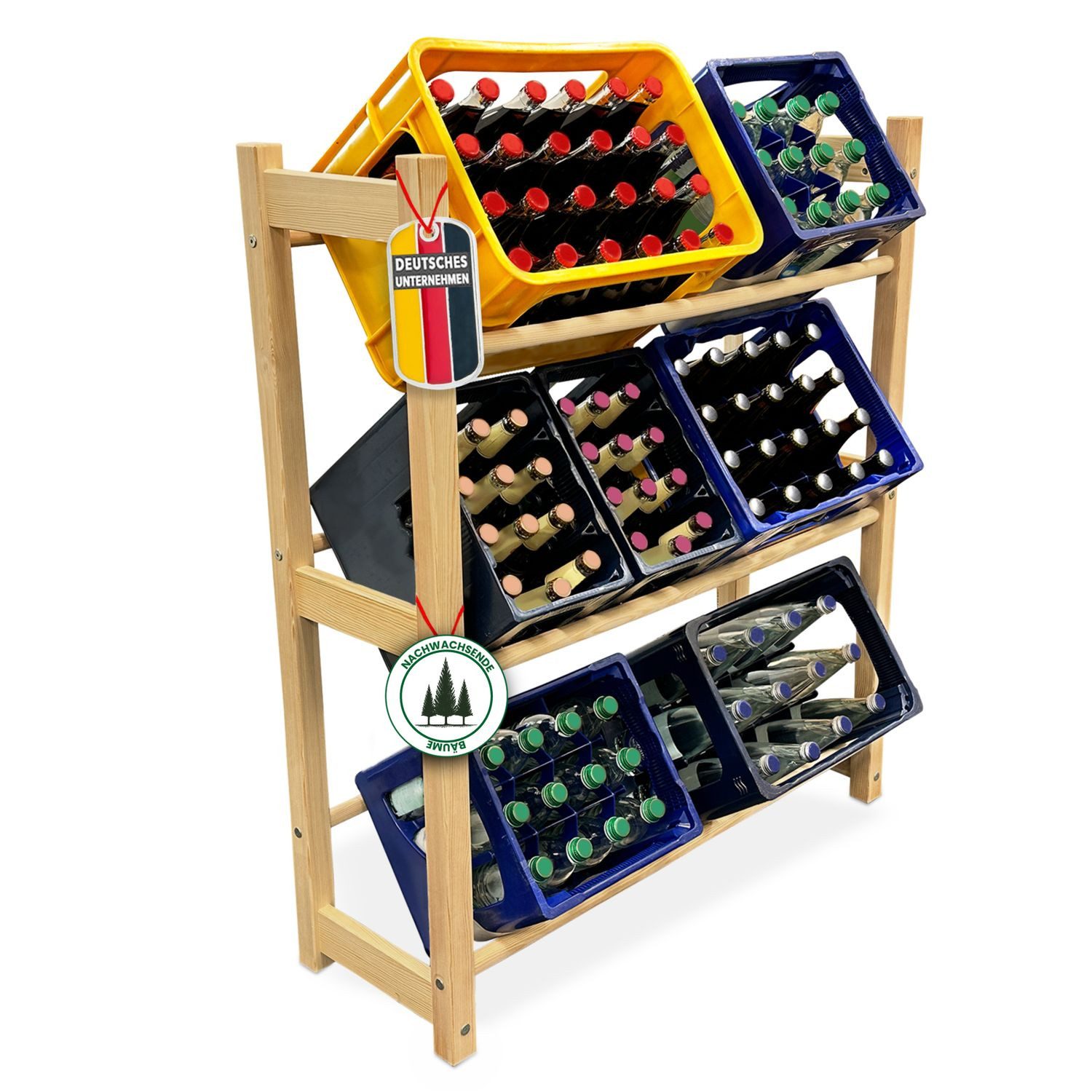 Mein-Regal Standregal THORE, Natur Getränkekistenregal Holz 6 Kisten Gemüse Lager Getränkeregal