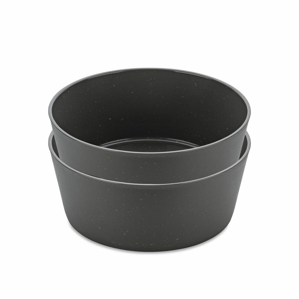 KOZIOL Schale 2er-Set Connect Bowl Nature Ash Grey, 400 ml, Kunststoff-Holz-Mix, (Set, 2-tlg), stapelbar Grau | Schüsseln