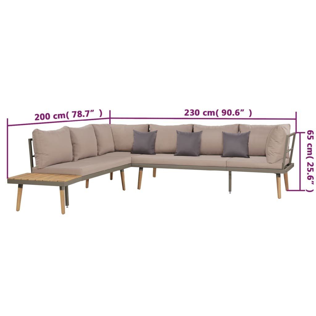 Garten-Lounge-Set Auflagen (4-tlg) Akazie vidaXL 4-tlg. Massivholz mit Braun, Gartenlounge-Set