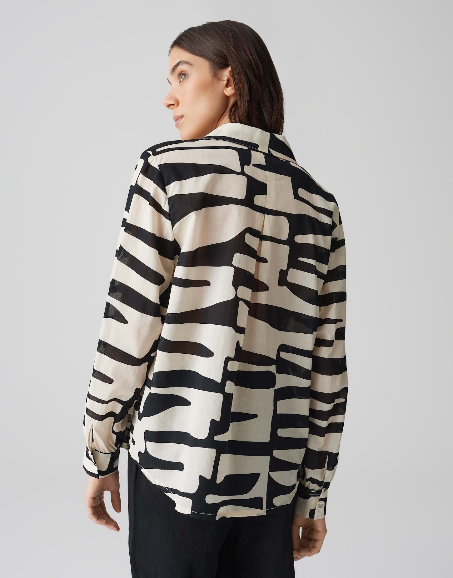OPUS Langarmbluse FUMANI JUNGLE aus Cotton Voile