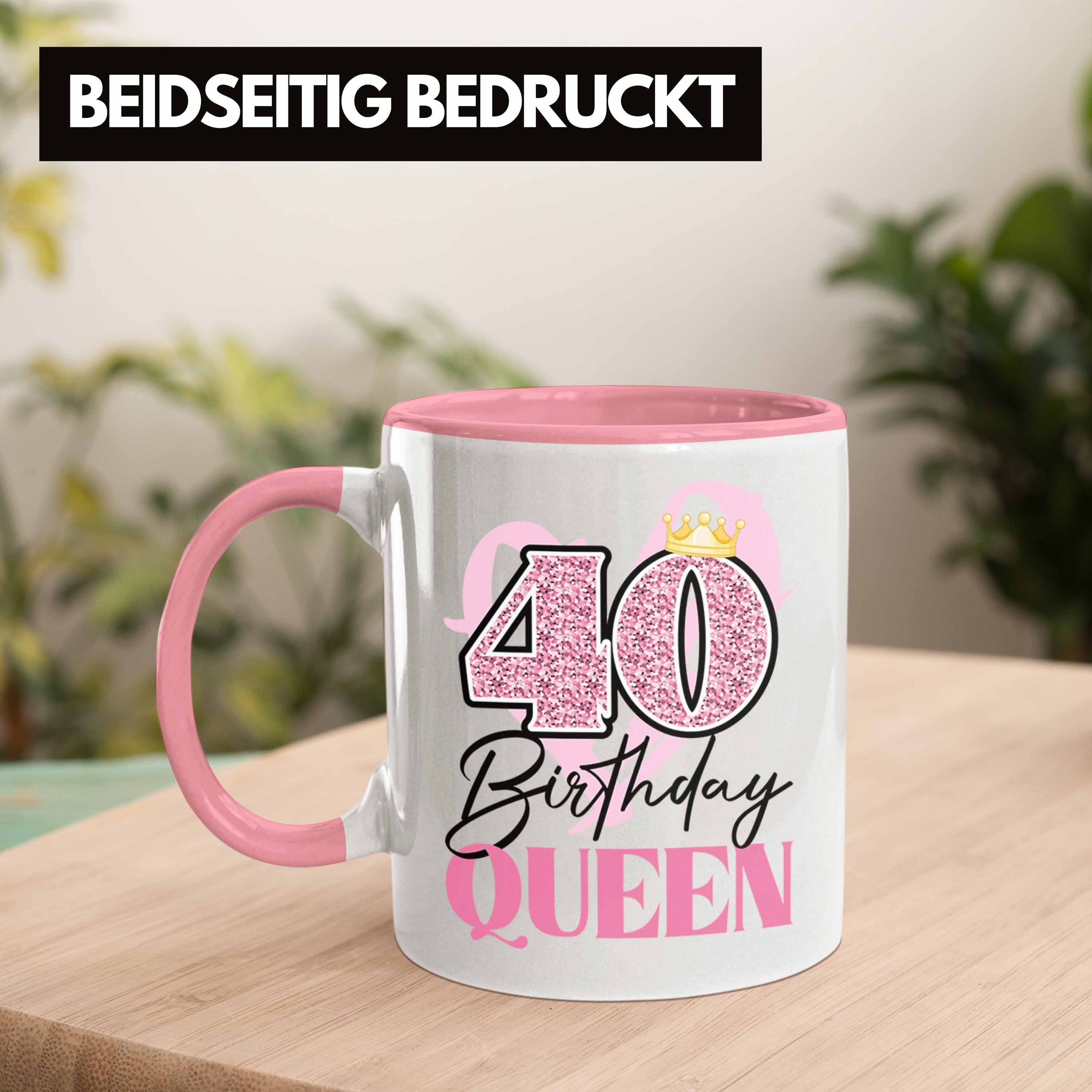 Trendation Tasse Trendation - 40. Frauen Mutter Geschenk Tasse 40 Geschenkidee Frau 40er Geschenke Rosa Geburtstag Lustig