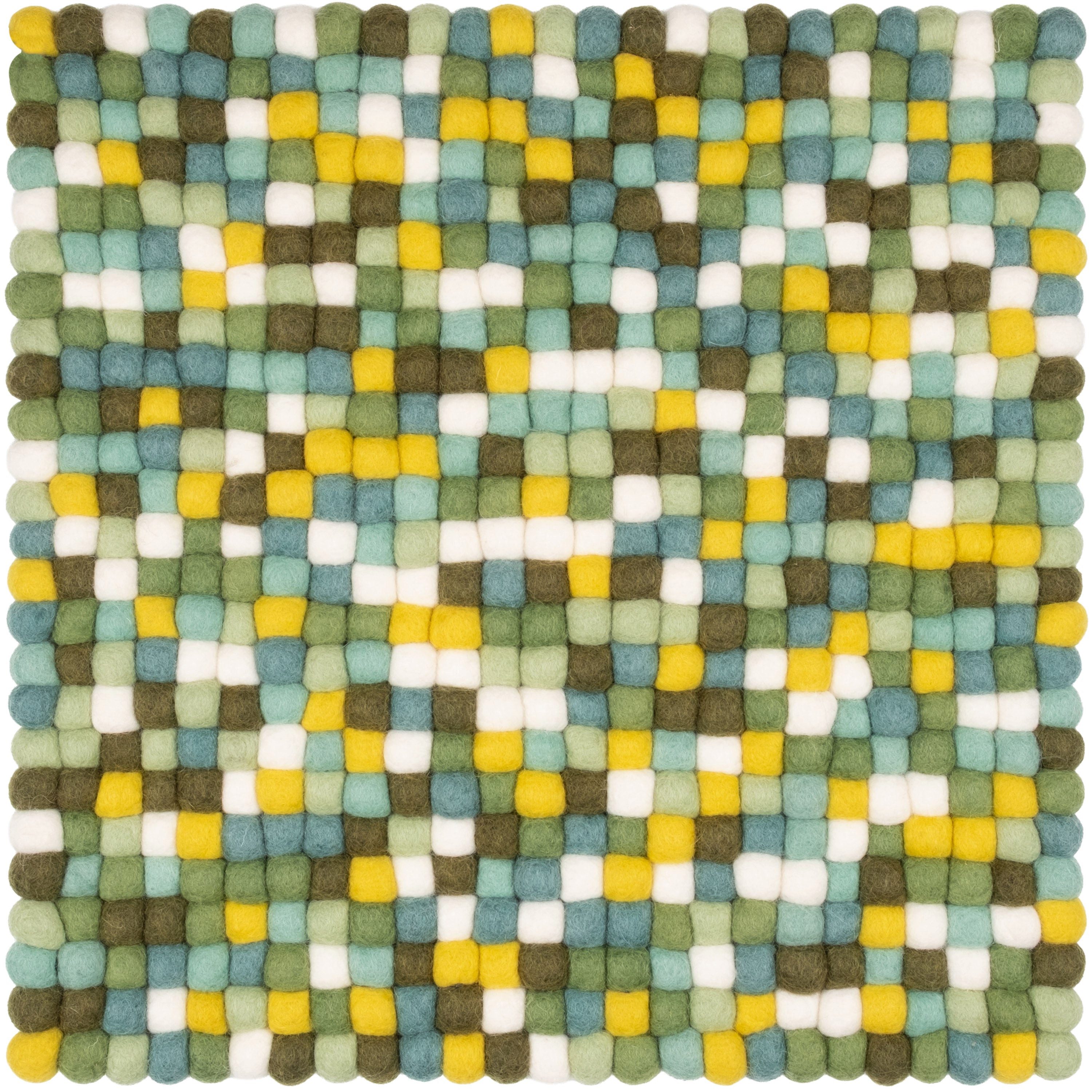 myfelt Stuhlkissen Filzkugel Sitzauflage eckig - 36 x 36 cm, beidseitig verwendbar, 100% Schurwolle