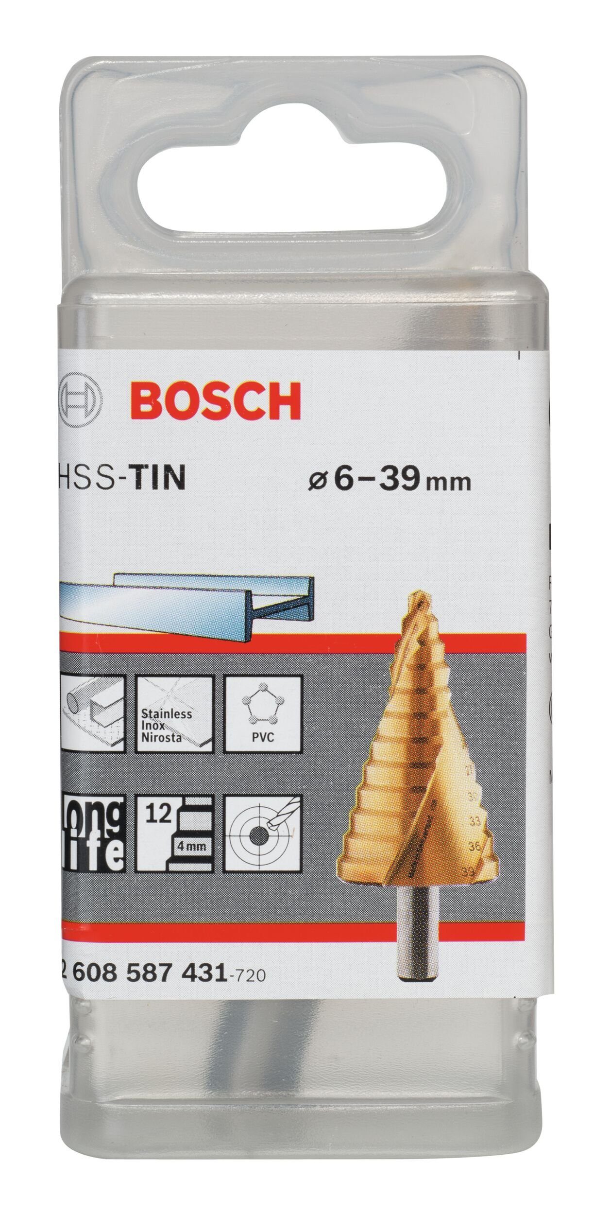 BOSCH Metallbohrer, HSS-TiN (DIN 338) 6 Stufen 93,5 x Stufenbohrer 12 x mm - 10 39 