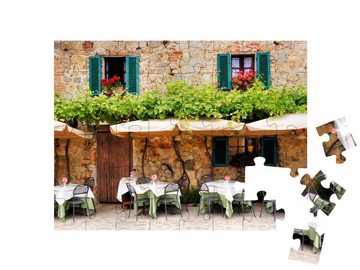 puzzleYOU Puzzle Café-Tische und Stühle in der Toskana, Italien, 48 Puzzleteile, puzzleYOU-Kollektionen
